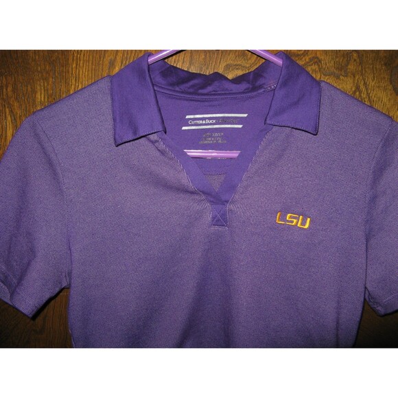 Womens Cutter & Buck CB Dry tec LSU Tigers Purple Polo Shirt Size XS - Picture 2 of 3